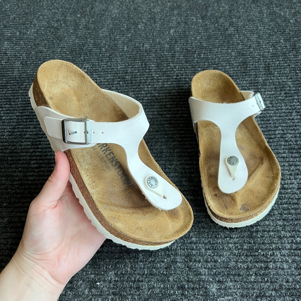 Birkenstock Gizeh Thong Sandals Womens 35 White Birko-Flor Cork Footbed Germany